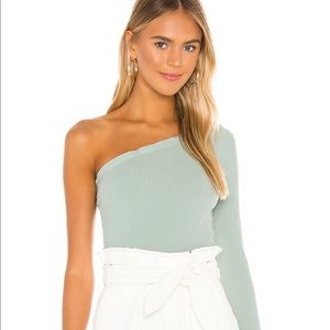 REVOLVE Sandra One Shoulder Top in Sage by Superdown